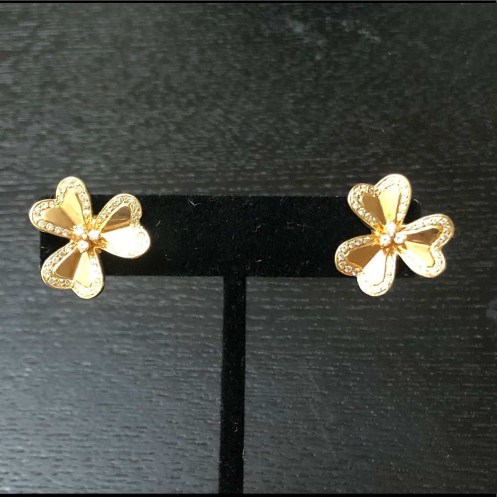 18k Yellow Gold Large Frivole w/ Diamond Earrings